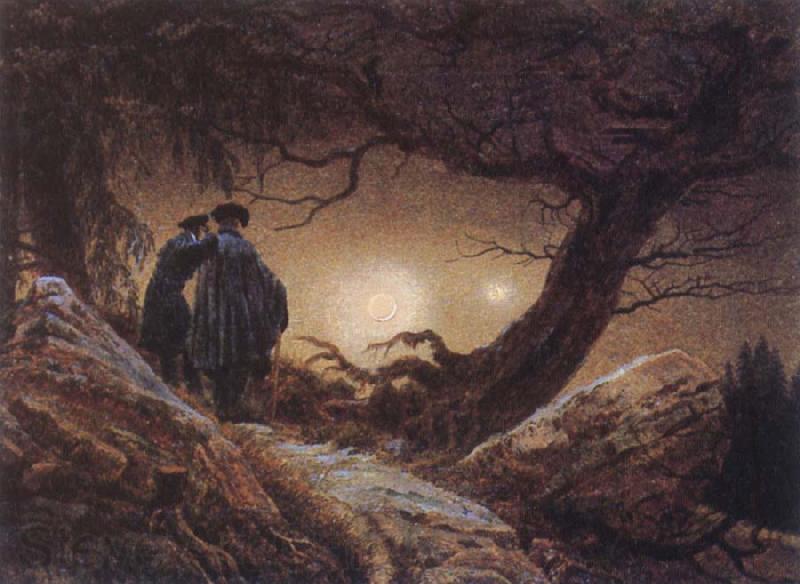 Caspar David Friedrich Two Men Looking at the Moon